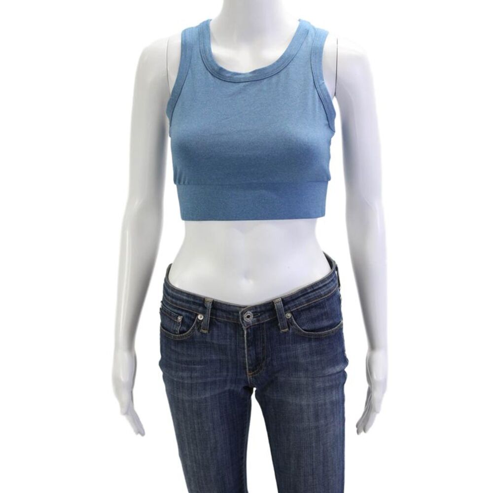 Year Of Ours Womens Scoop Neck Stretch Knit Sports Bra Blue Size Small